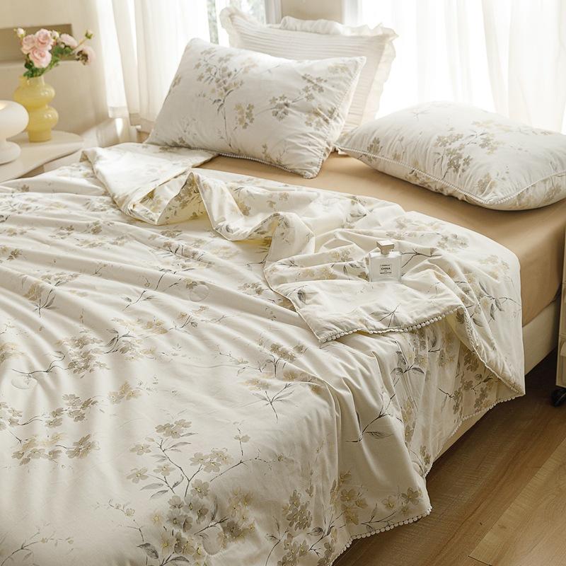 Cuvertură dublă cu aer condiționat, din bumbac, pentru copii, cu desene animate, set de patru piese, cuvertură din fibră de soia.