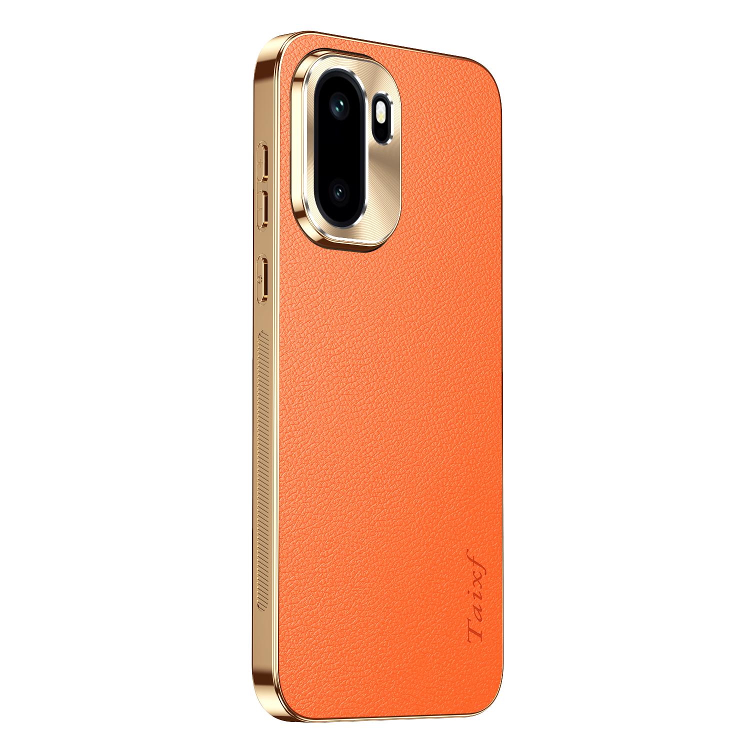 

Чехол с текстурой личи из ПУ кожи с гальваническим покрытием для Oneplus ACE 6 15R Защита объектива Противоударный чехол для 1+ACE6 1+15R Oneplus ACE 6T оранжевый