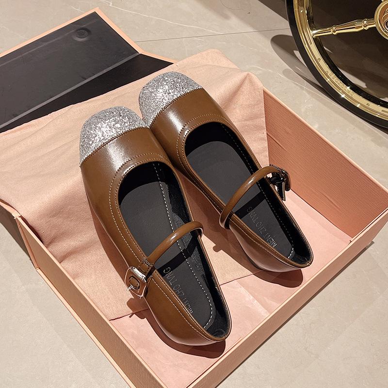 Fashion temperament silver with skirt one-pedal flat-soled single shoes women's 2025 new autumn French Mary Jane shoes