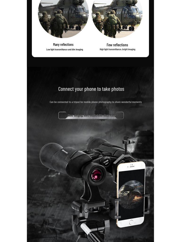 Lei Long Ku Ying 10x50HD High Definition Large Eyepiece Low Light Night Vision Binoculars