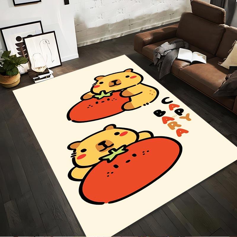 

Cute Bear Carpet with Tomato Pattern, Beige Cartoon Floor Mat Decor Suitable for use as an anti-slip for living room bedroom sofas 40x60cm( 15x23in )