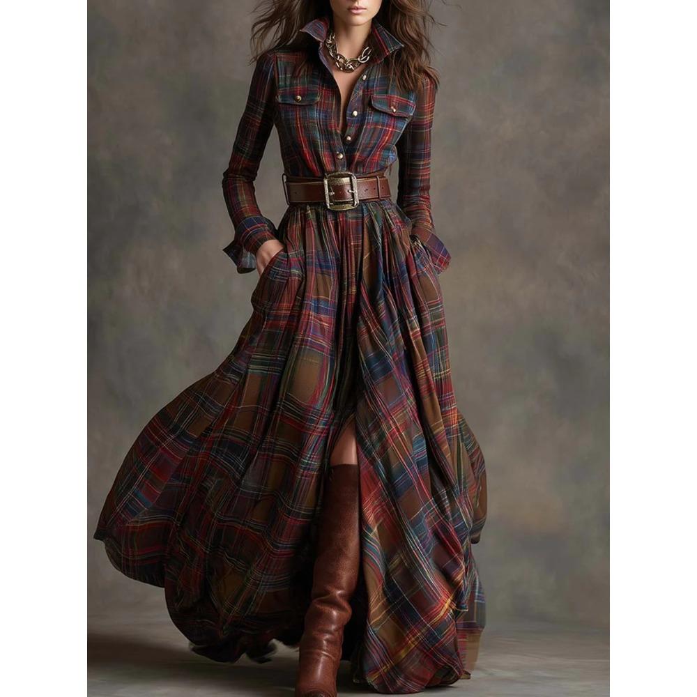

Large Size Women s Clothing French Retro Plaid Thin Irregular Dress Women s European and American New Design Skirt S