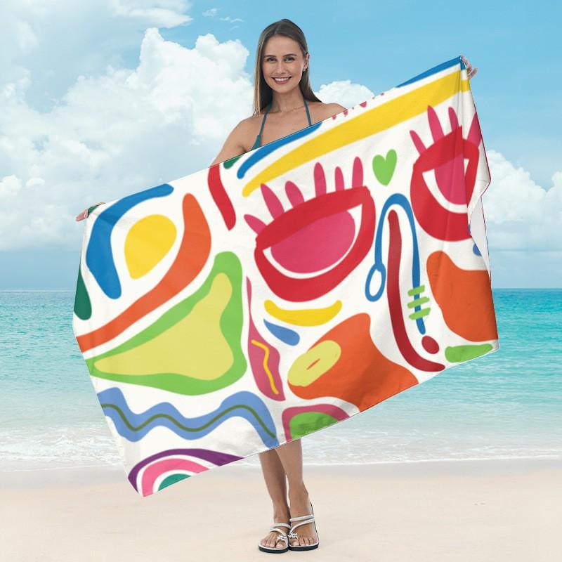 Ultrafine Microfiber Beach Towel Adults Quick-Dry Swim With Digital Print Lightweight Absorbent Bath Pool Sea Travel Yoga