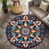 Colorful Mandala Art Style Flannel-printed Round Floor Mats Are Slip-resistant Suitable for Room Bedroom Terrace Garden Carpets