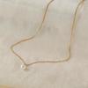 European French Minimalist Single Pearl Titanium Steel Clavicle Necklace