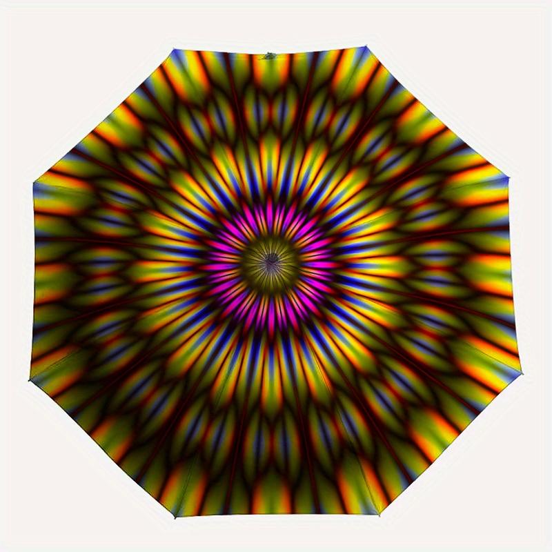 

1pc Kaleidoscope Pattern Automatic Folding Umbrella, Portable & Foldable Design with 8 Ribs, Casual Outdoor Accessory Halloween and Christma