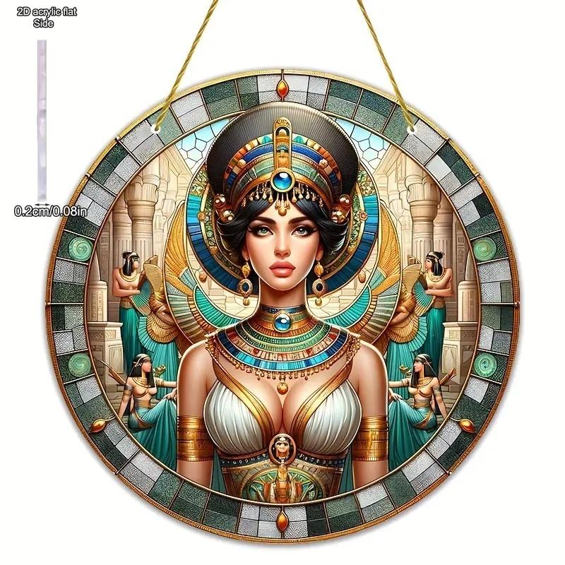 Egyptian Goddess and Pharaoh Acrylic Sun Catcher, Ancient Egyptian Mythological Theme, novelty home decor, Perfect Durable for Bedroom