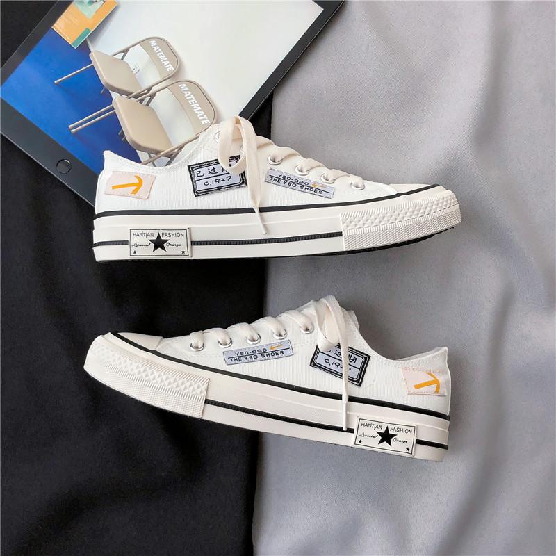Internet celebrity little white canvas shoes women 2025 new versatile autumn board shoes Korean version ulzzang shoes ins tide H609