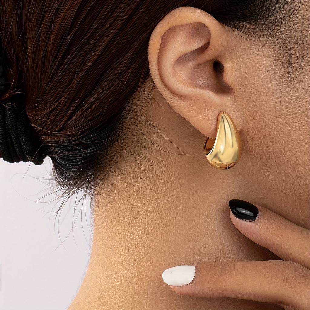Women's Fashion All-in-one Earrings Large Water Drop Earrings, Teardrop Stud Earrings, European and American Fashionable Earrings