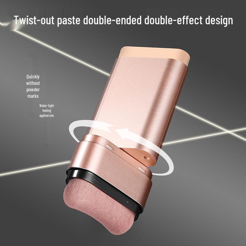 Korean Style Bright Glow Foundation Stick with Double-Ended Brush for Natural, Luminous Skin