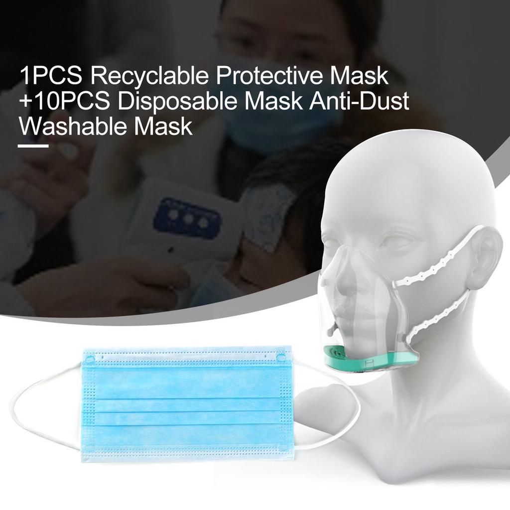 Buy 1pcs Recyclable Protective Mask+10pcs Disposable Mask AntiDust Washable Mask at affordable