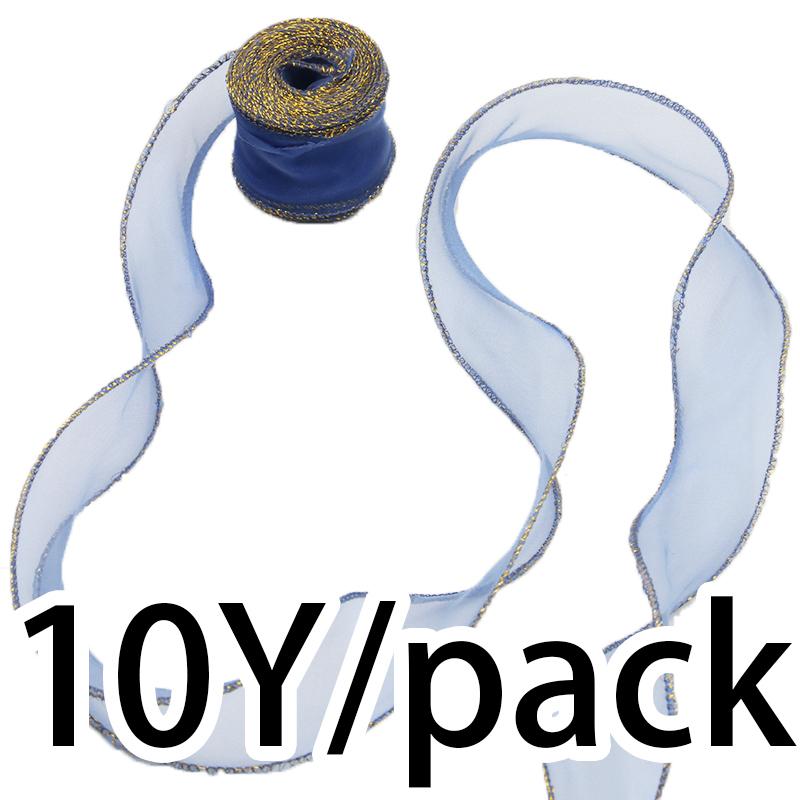 (10 Yards/Packung) 4cm Goldrand Wellenförmiges Garn Geschenkbox Bouquet Verpackungsmaterial Schleife Haaraccessoires Handgemacht DIY Dekoratives Spitze