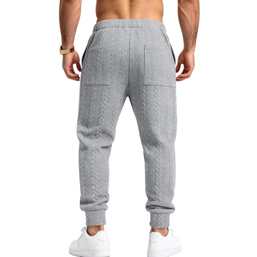 Men's Cable Knit Jogger Pants Elastic Waist Drawstring Casual Trousers with Pockets Lightweight Sweatpants for Daily Workout