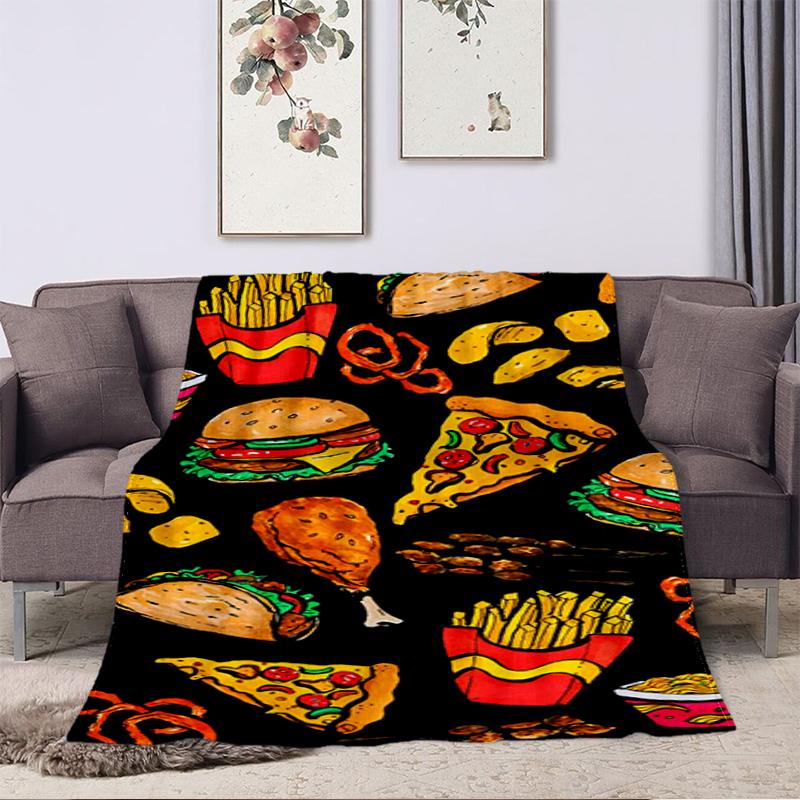 1PC Food Elements printed blanket, all season lightweight home office outdoor nap multifunctional blanket A2