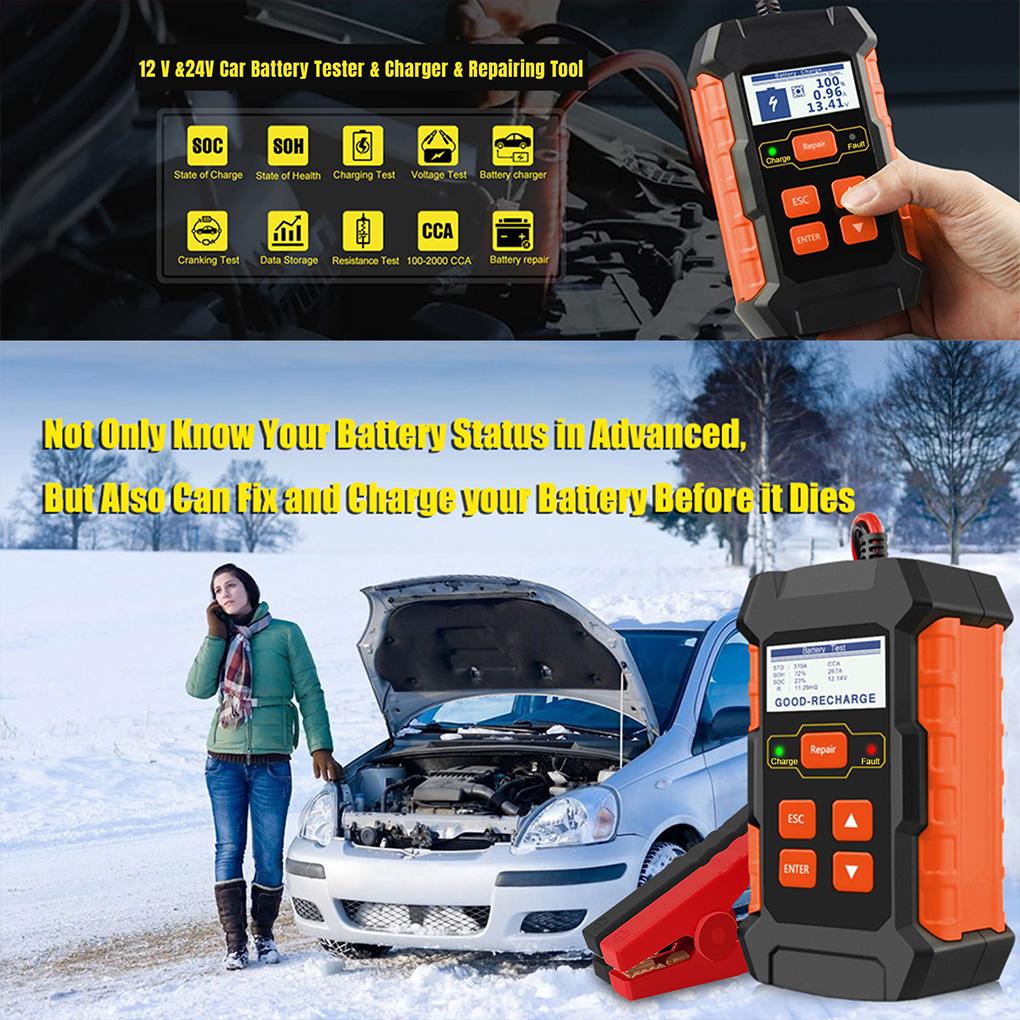 Full Automatic Car Battery Tester Batteries Charger Diagnosis Scanner