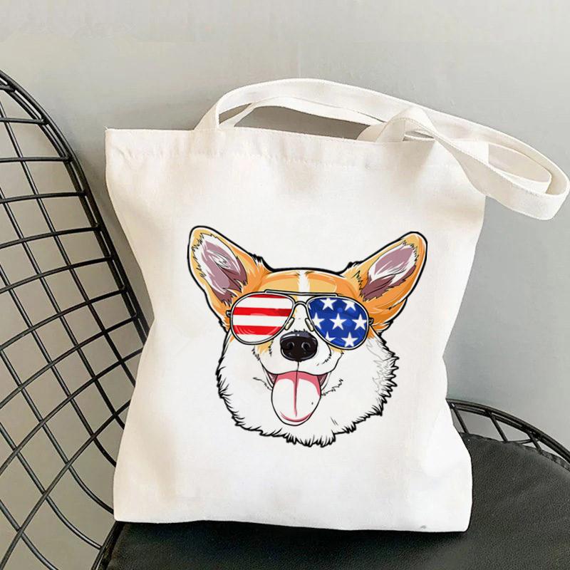 Shopper Watercolor Design For Corgi Lovers Bag Harajuku Women Shopping Bag Canvas Shopper Bag Handbag Tote Bag Shoulder Lady Bag
