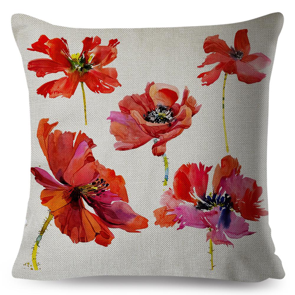 Modern Watercolor Cushion Cover Abstract Floral Painting Design Soft Fabric Study Room Office Home Decor Pillow Case