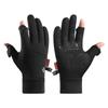 Winter Cycling Gloves Men Women - Touchscreen Compatible Windproof Anti-Slip Fleece-Lined Half-Finger Outdoor Sports