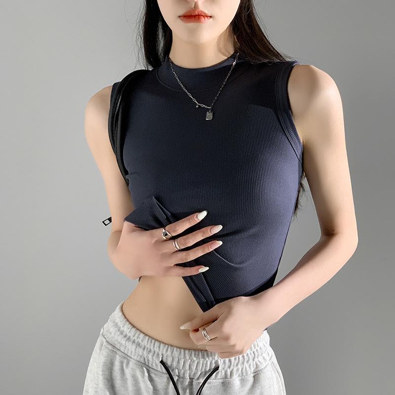 Elegance Stylish Vest Round Neck Camisole Undershirt Female Summer Thin Section Outside Wear Inside The Threaded Bottoming Shirt Slim Sleeveless Tops