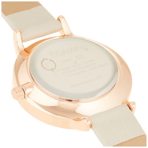 Fieldwork Analog Simple Watch, Pink Gold with Leather Strap, Ivory, JN001-1, Women's