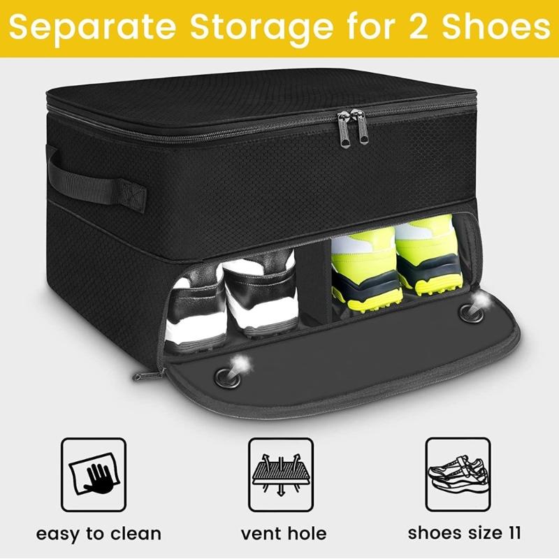 Golfs Car Storage Organizer Golfs Car Locker 2 Layer Golfs Trunk Organizer with Individual Compartment for 2 Pair Shoes