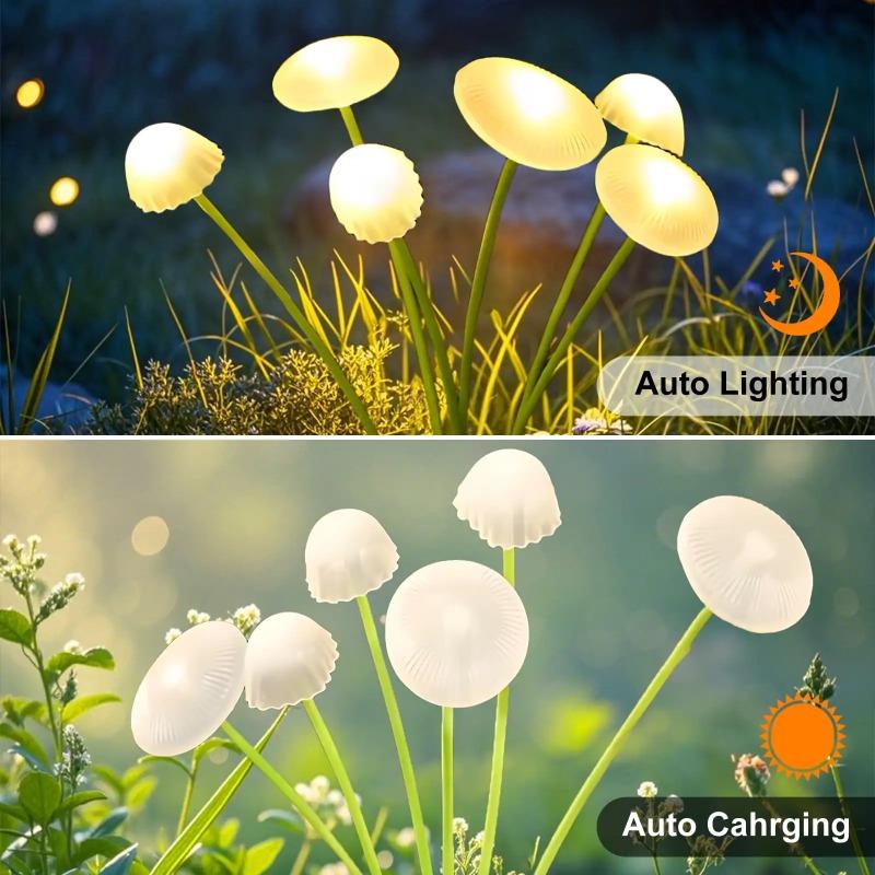 Solar Garden Jellyfish Lights Outdoor Mushroom Stakes Lights with Swaying LED Firefly Decorations for Patio Pathway Christmas