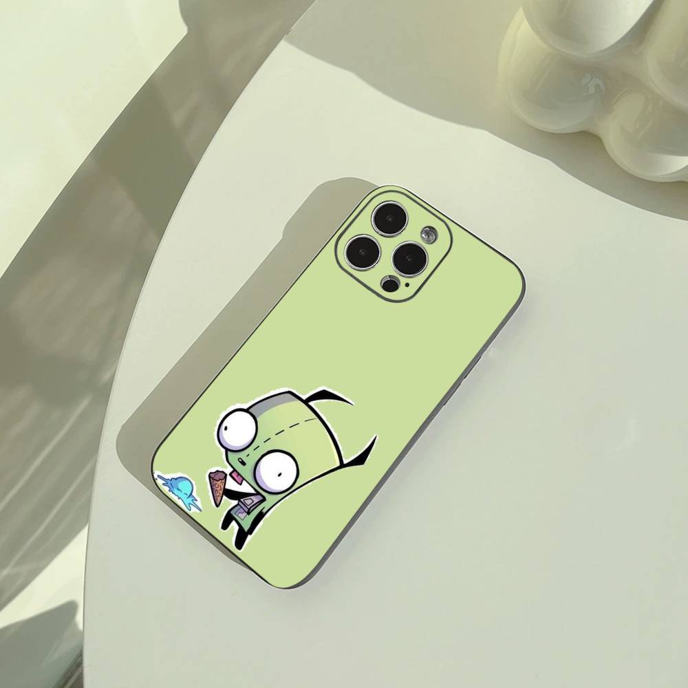 Cartoon Invader Zim Gir Phone Case For iPhone 17,16,15,14,13,12,11 Pro Max,16/15/14Plus,XS Soft Black Cover
