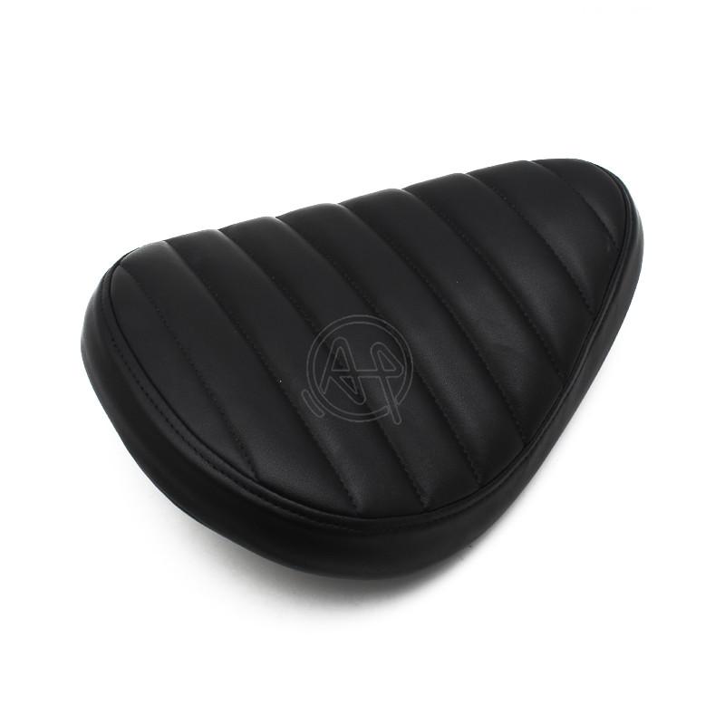 Motorcycle Retro Black Leather Solo Seat for Harley Custom Chopper Bobber Leather Saddle Seat