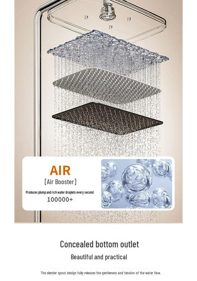 Smart Digital Display Copper Shower Head Set with Constant Temperature & Concealed Design