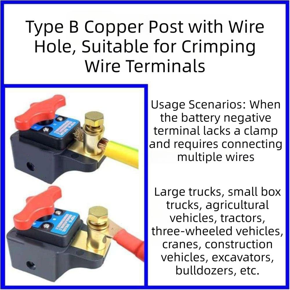 Black Red Battery Shutdown Switch High Power Vehicle Disconnector  For Agricultural Vehicles Style B