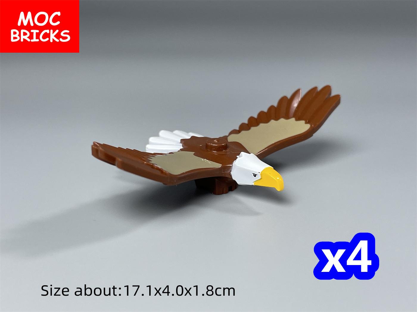 4pcs MOC Bricks Animal Bird Eagle Model City Educational Assembled Building Blocks Children Gift Plastic Toys