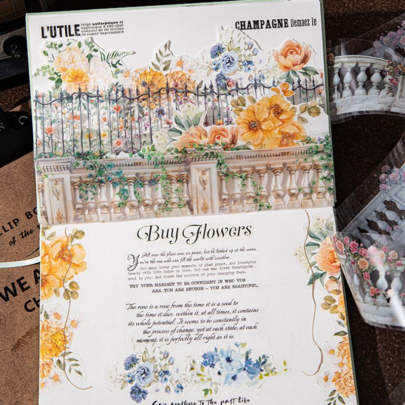 1 Roll Fence Vine Scene PET Tape For Scrapbooking DIY Notebook Supplies For Stationery Box Stickers Desktop Diary Decoration