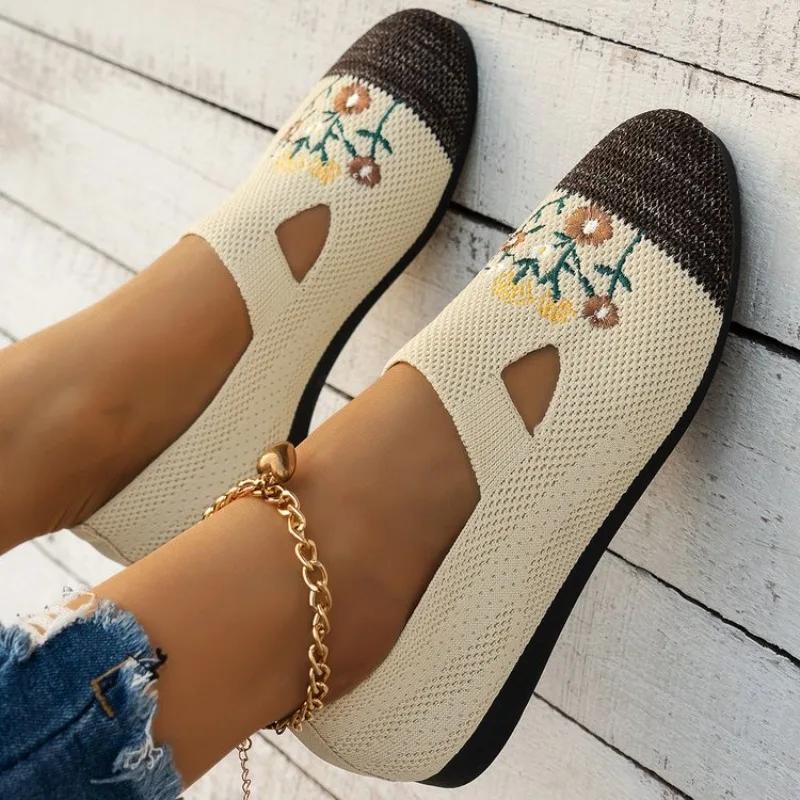 2024 Shoes Women's Summer Mesh Breathable Flat Shoes Ladies Comfort Light Sneaker Socks Women Slip on Loafers Zapatillas Muje