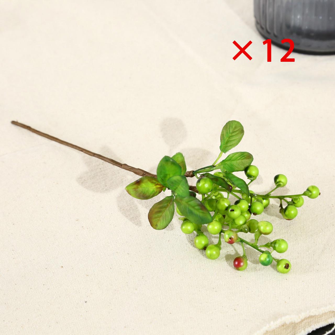 Упаковка из 12 искусственных цветов, калифорнийские ягоды, ветки, черника, фрукты для рождественских украшений для дома и отеля зелёный