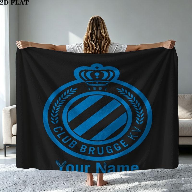 1PC Club Brugge KV Custom Name Patterned Flannel Blanket Suitable For All Seasons for Home Decor Warmth and Comfort Gifts Holiday Present