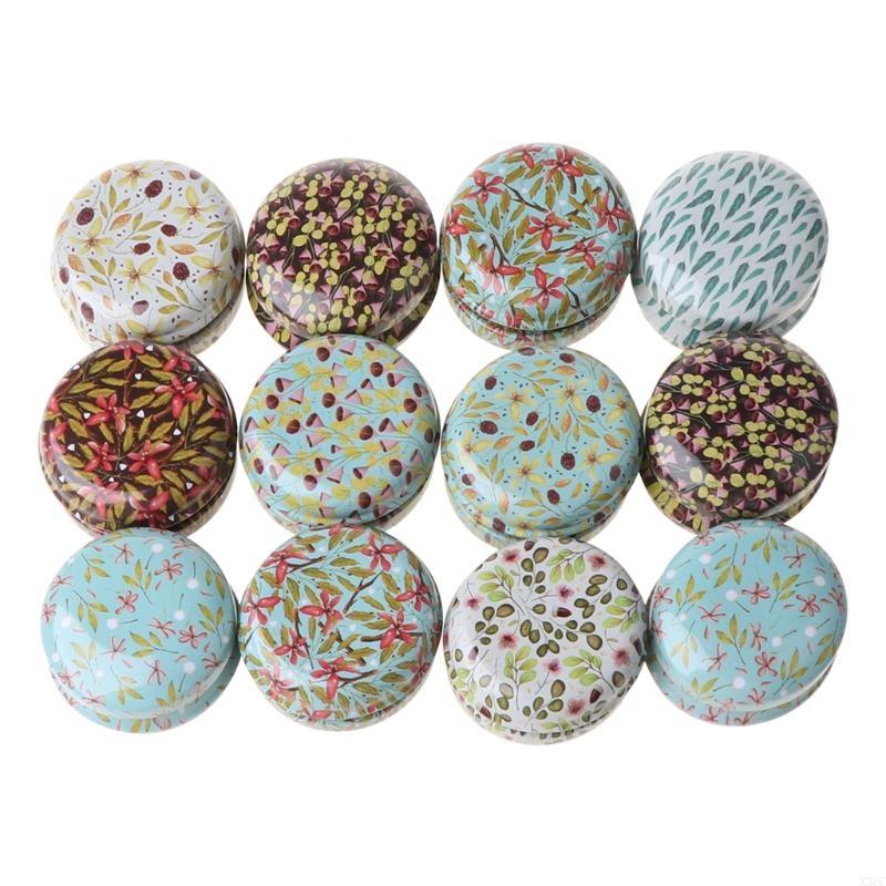 Round Tinplate Storage Box with Lid Spice Herb Powder Cosmetic for Case for Chinese Tradition Grinding Herb Powder X3UC