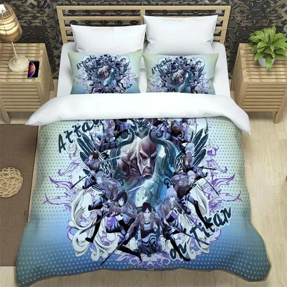 Attack On Titan Printed Polyester Bedding Bedding Set Quilt Cover Pillowcase Soft and Comfortable Customizable