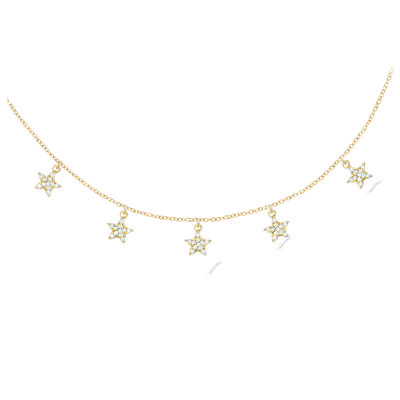 [R1739] - White Gold Plated Choker Necklace 'Une Etoile Est Née' - 7 Mm