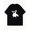 Oversized T Shirt Black Duck With Wow Text Graphic Print Casual Wear For Women Summer Streetwear Fashion Statement Top