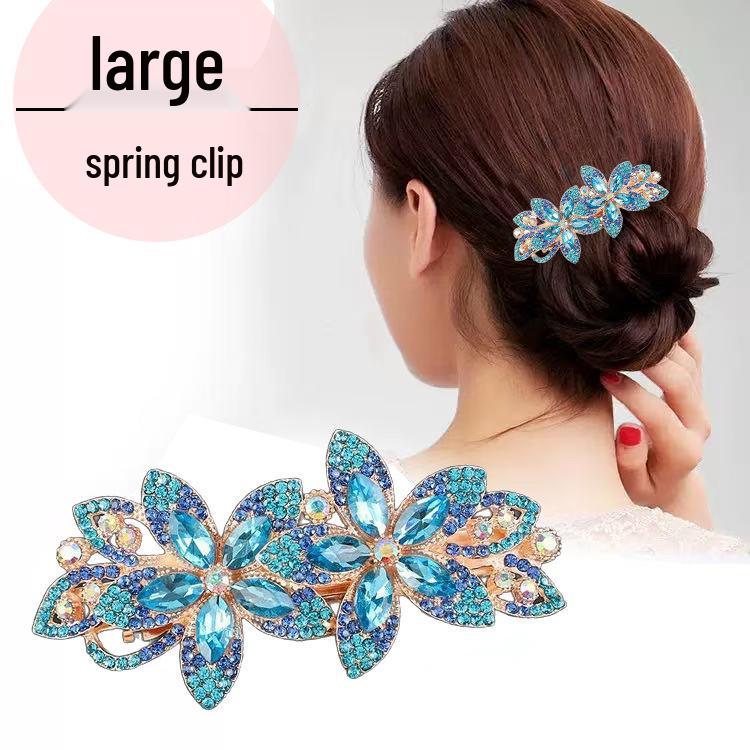 High-End Rhinestone Alloy Hair Clips: Versatile Large Spring Clips for Women's Hair