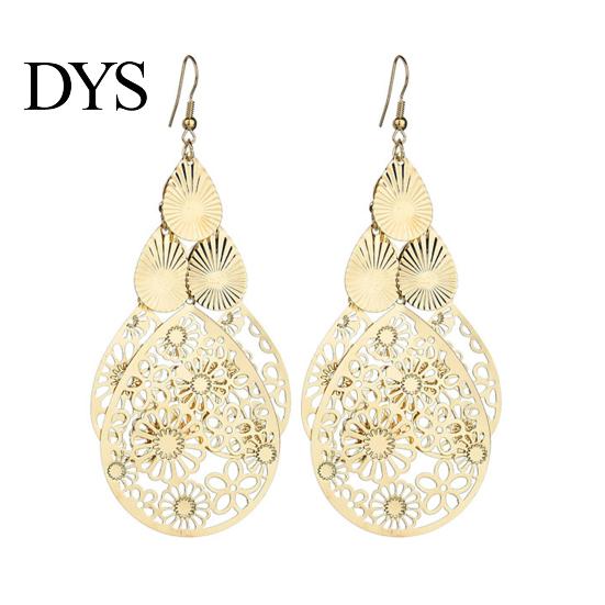 Hängende Ohrringe 1 Paar Haken Übertrieben Retro Geometrisch Elegant Hohl Hängende Blumen Wassertropfen Anhänger Damen Mode Schmuck Damen
