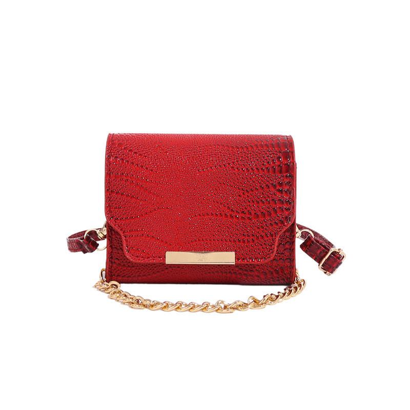 Chic Minimalist Pu Small Square Handbag With Elegant Crocodile Pattern For Women