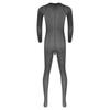 Herren Glänzender Fußbodysuit Jumpsuit Rundhalsausschnitt Langarm Scheide Öffnung Sehr Dehnbar Glänzend Nachtwäsche