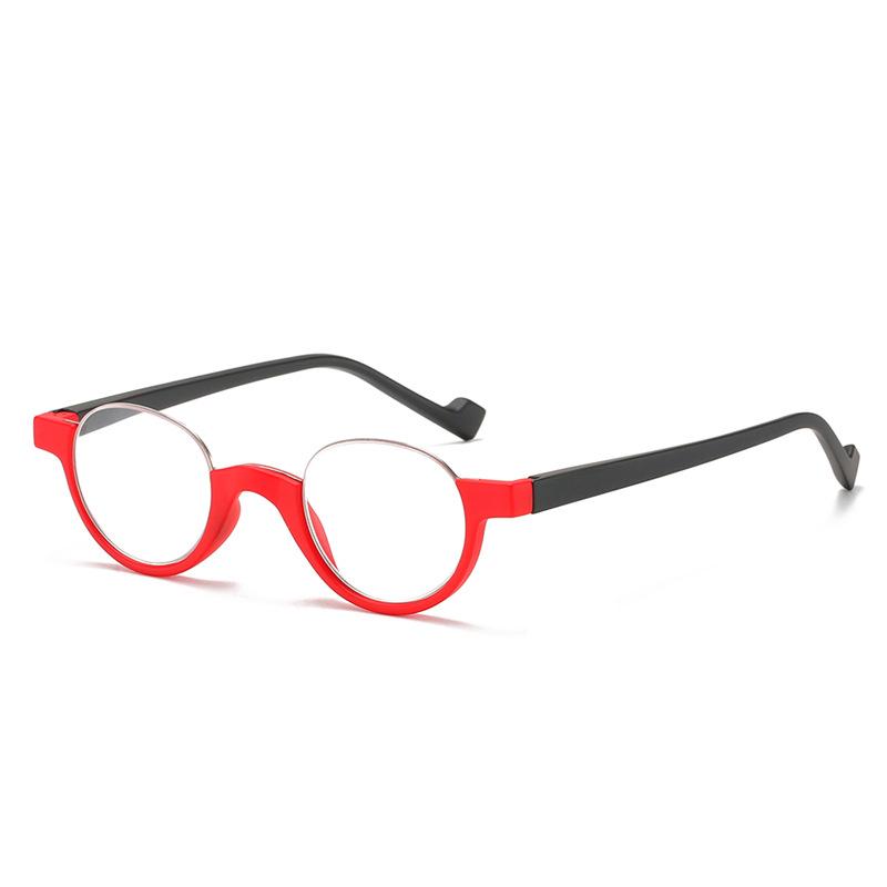 Fashion Half-Frame Reading Glasses Women S Anti-Blue Reading Glasses Round Reading Glasses +100