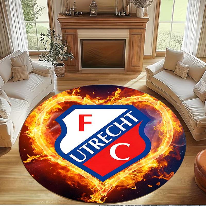 FC Utrecht Print Round Rug, Washable Floor Carpet, For Entryway Dorm Laundry Room Office Study, Home Decor Birthday Christmas Gift