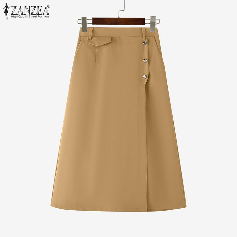ZANZEA Damen Lässige Elastische Taille Einfarbig Weite Caprihosen