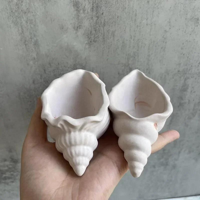 Creative Shape Handmade Molds Conch Potted Flower Pot Mould Succulent Flower Pot Mold Gypsum Plaster Resin Concrete Molds