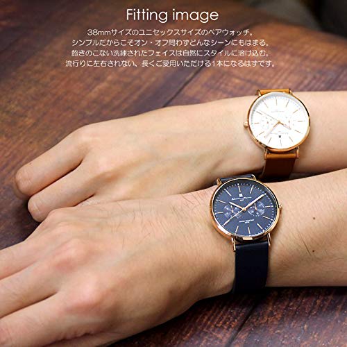 Salvatore Marra Pair Watches, Quartz Movement, Calendar, Italian Brand, Unisex, SM15117L (Rose White Brown, Rose Navy)