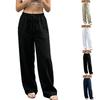 Damen lockere Freizeithose Elastischer Bund Kordelzug Weiter Bein Gerader Schnitt Taschen Bequem für den Alltag