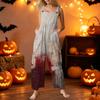 Womens Sleeveless Jumpsuit Cotton Casual Loose Fit Halloween Printed Romper Wide Leg Overalls